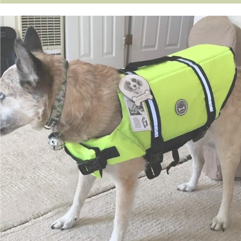 ARCADIA TRAIL - SMALL DOG - NEON / REFLECTIVE DOG FLOATATION COAT -‎ EXC. COND.